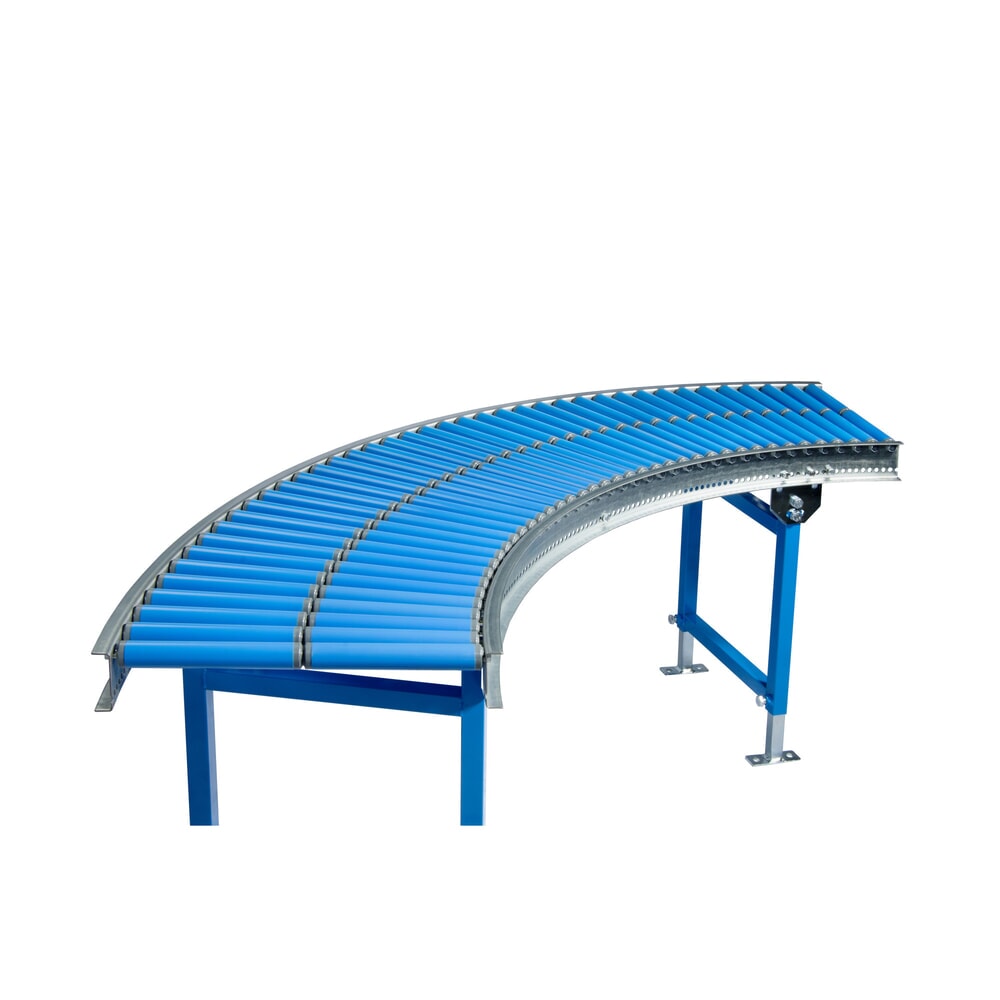 Productafbeelding nr. 1: BLUME kleine rollenbaan, kunststof rollen Ø 30 mm, 90° bocht, schroefdraadas, breedte 200 mm