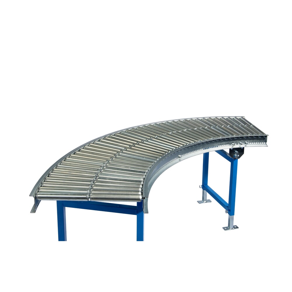 Product afbeelding: Kleine rollenbaan, rollen van buizenstaal, 45° bocht, baanbreedte 300 mm, asafstand 37,5 mm