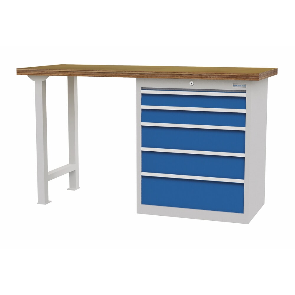 Product afbeelding: Koppelbare werkbank met 5 lades, draagvermogen 1.000 kg, h x b x d 859 x 1.500 x 600 mm