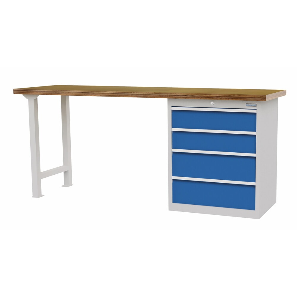Product afbeelding: Koppelbare werkbank met 4 lades, draagvermogen 1.000 kg, h x b x d 859 x 2.000 x 600 mm