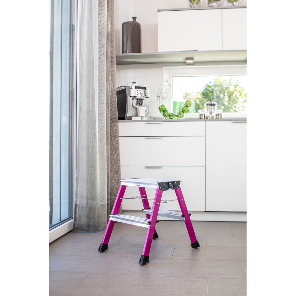 Productafbeelding nr. 2: KRAUSE® MONTO dubbelzijdig inklapbaar opstapje Rolly 2x2 treden roze