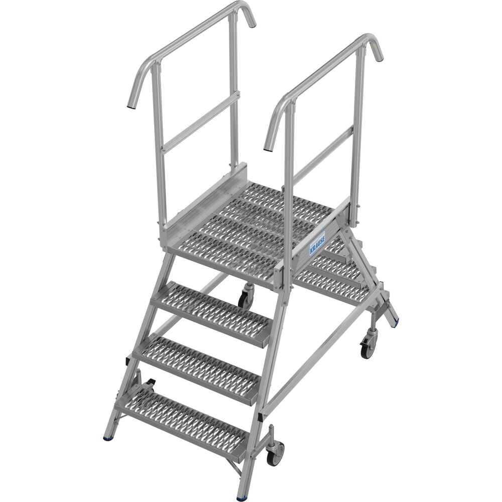 Product afbeelding: KRAUSE® STABILO mobiele bordesladder, dubbelzijdig toegankelijk, profielrooster R13, 2 x 4 treden
