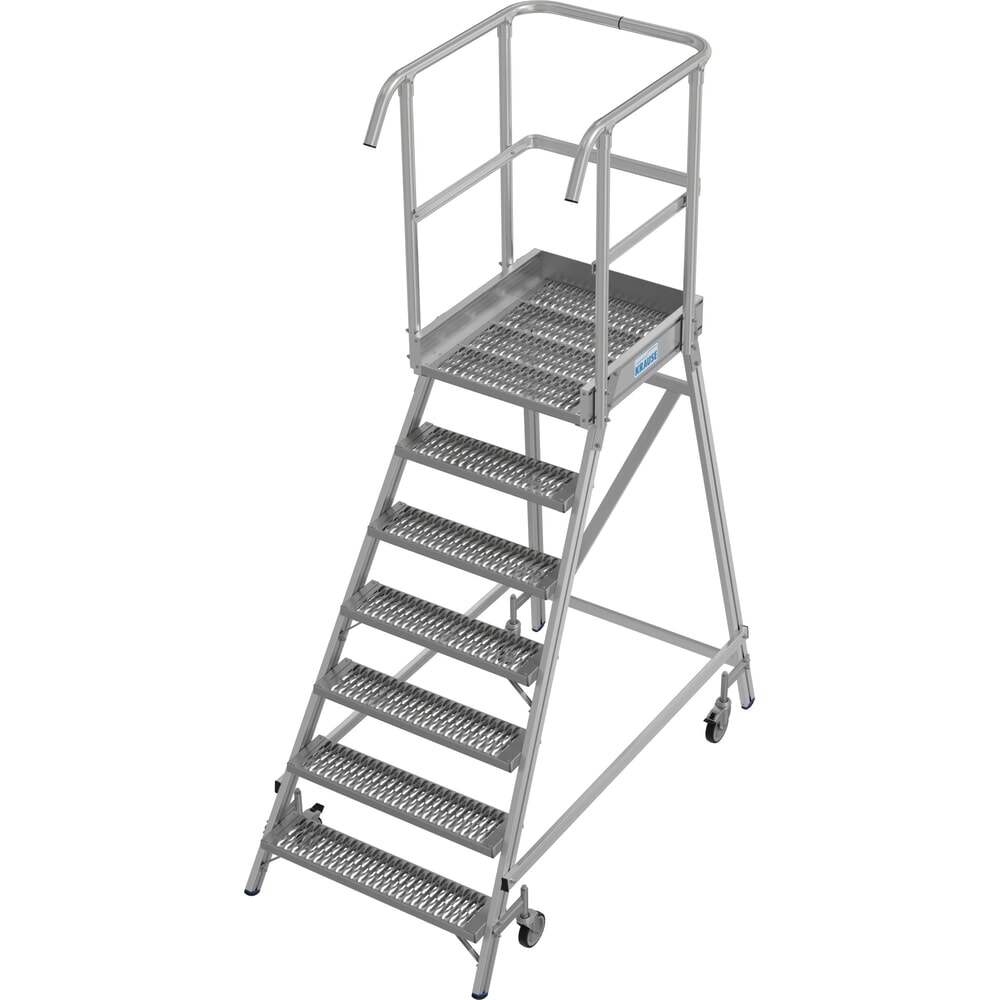 Product afbeelding: KRAUSE® STABILO mobiele bordesladder, eenzijdig toegankelijk, profielrooster R13, 7 treden