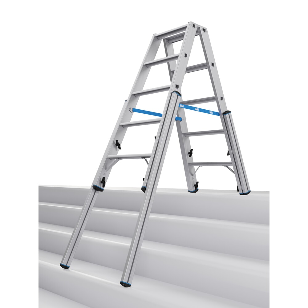 Product afbeelding: KRAUSE® STABILO telescopische ladder met treden, dubbelzijdig toegankelijk, 2 x 5 treden