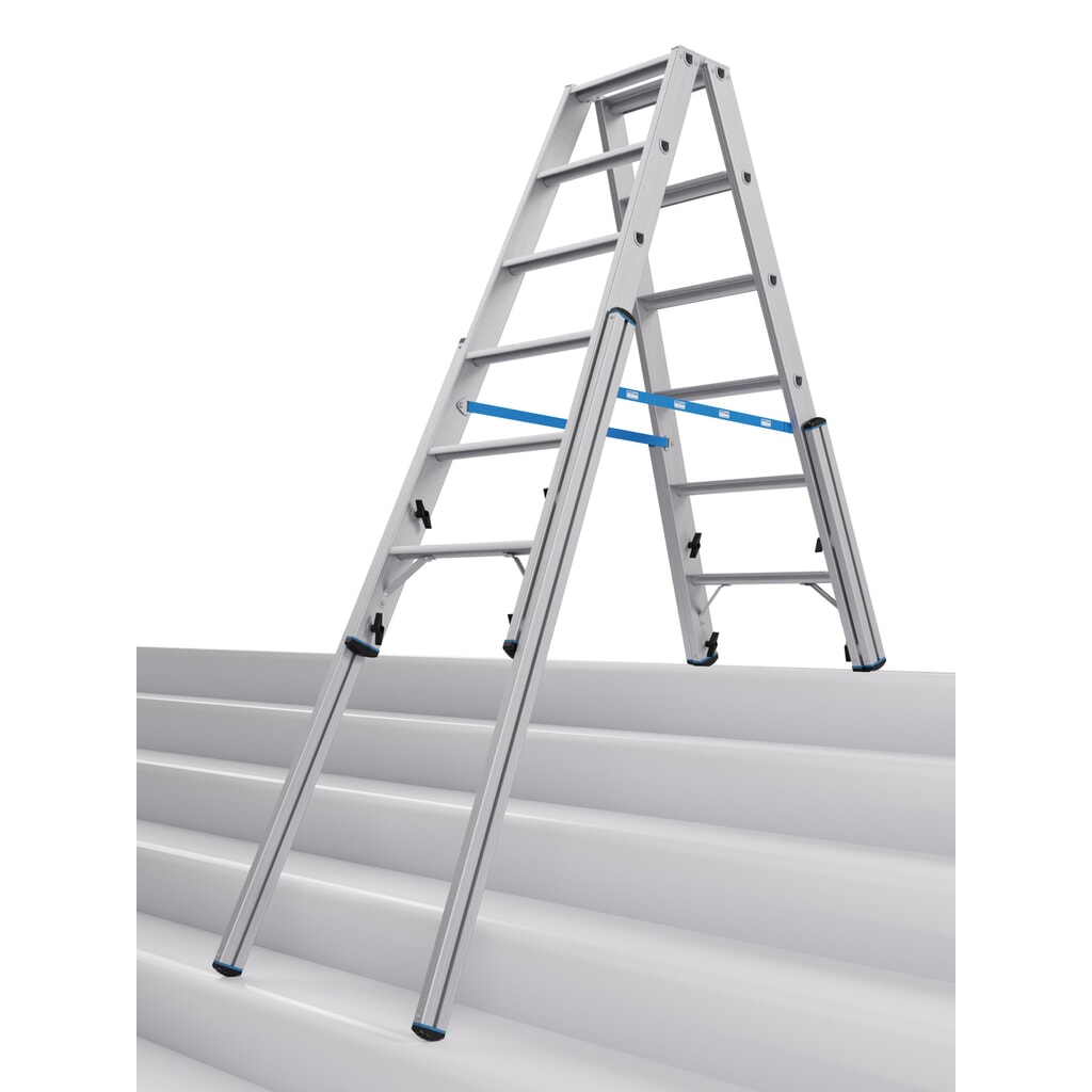 Product afbeelding: KRAUSE® STABILO telescopische ladder met treden, dubbelzijdig toegankelijk, 2 x 6 treden