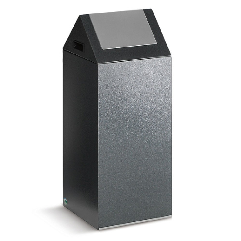 Product afbeelding: Kringloop afvalbak VAR®, 60 liter, vuurdovend, bak antiek-zilver, deksel hoekig/zilver
