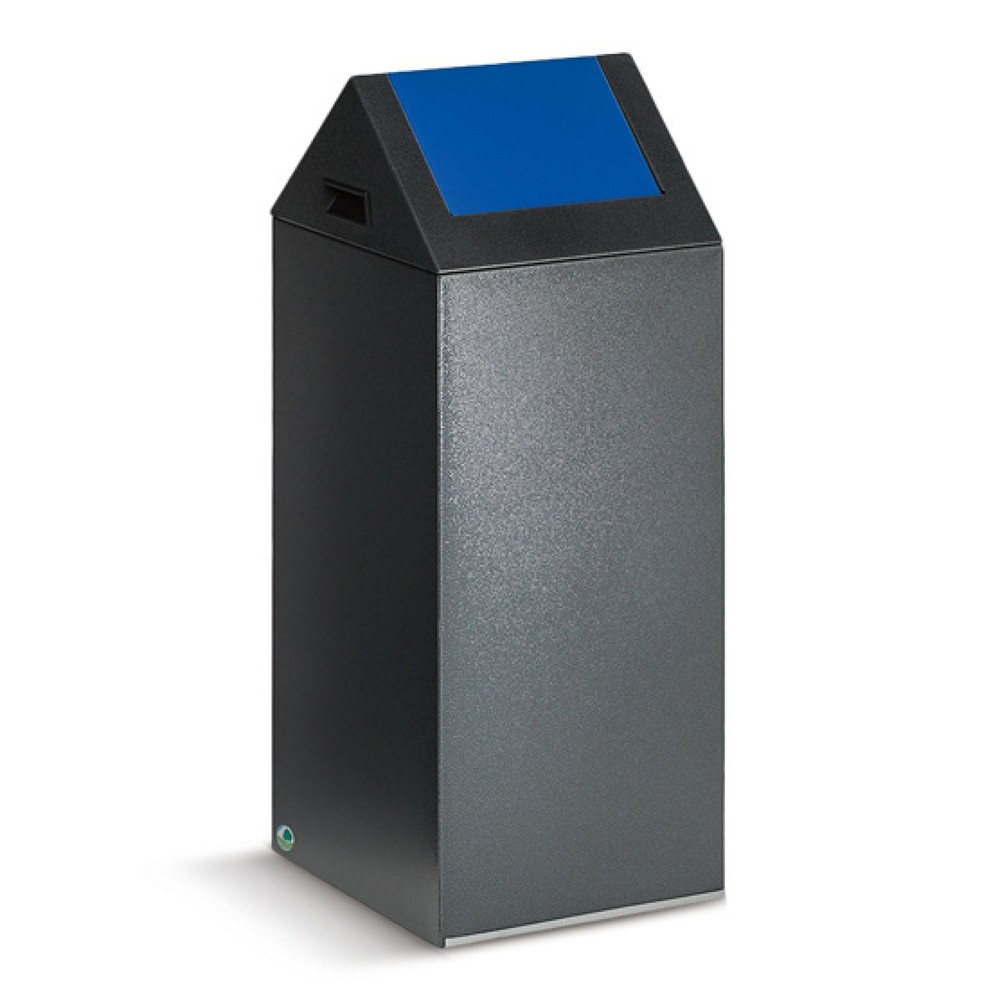 Product afbeelding: Kringloop afvalbak VAR®, 60 liter, vuurdovend, bak antiek-zilver, deksel hoekig/blauw