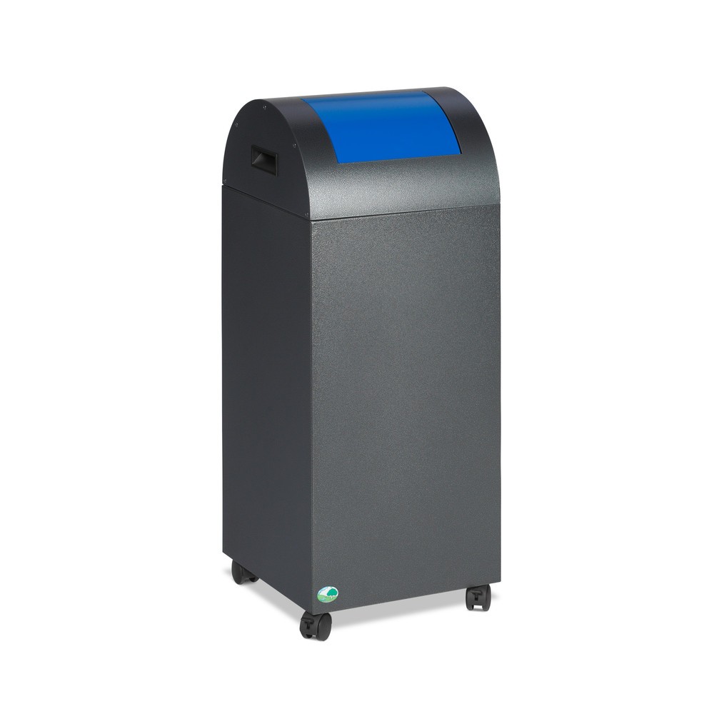 Product afbeelding: Kringloop afvalbak VAR®, 60 liter, vuurdovend, bak antiek-zilver, deksel rond/blauw
