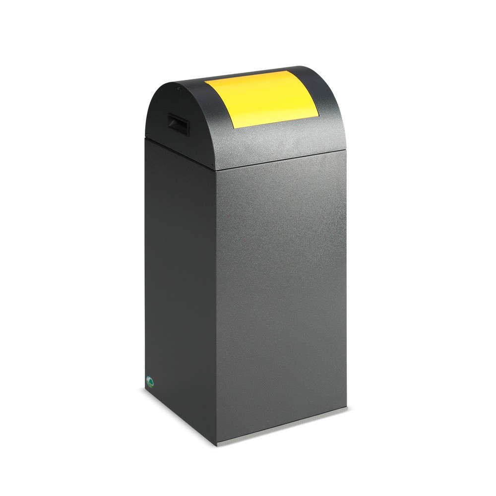 Product afbeelding: Kringloop afvalbak VAR®, 60 liter, vuurdovend, bak antiek-zilver, deksel rond/geel