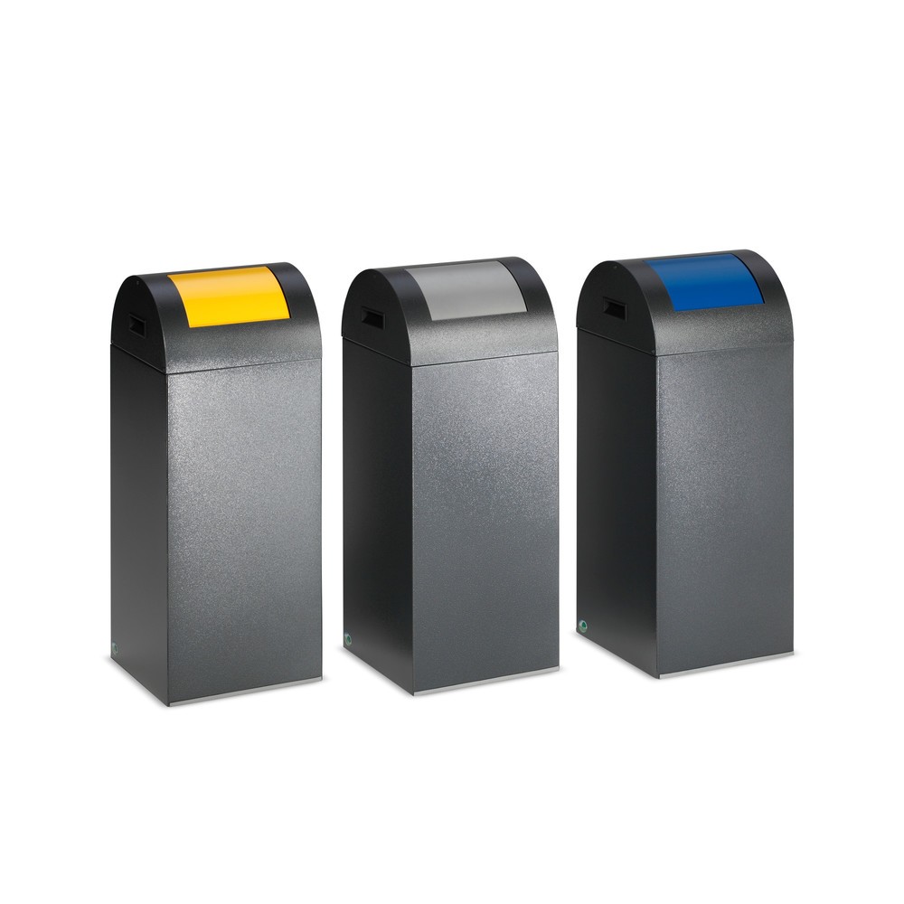 Product afbeelding: Kringloop afvalbak VAR®, 60 liter, vuurdovend, bak antiek-zilver, deksel rond/zilver