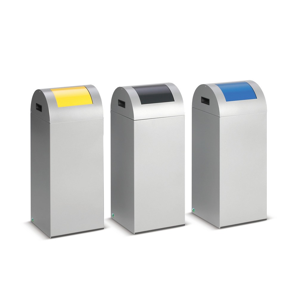 Product afbeelding: Kringloop afvalbak VAR®, 60 liter, vuurdovend, bak zilver, deksel rond/blauw