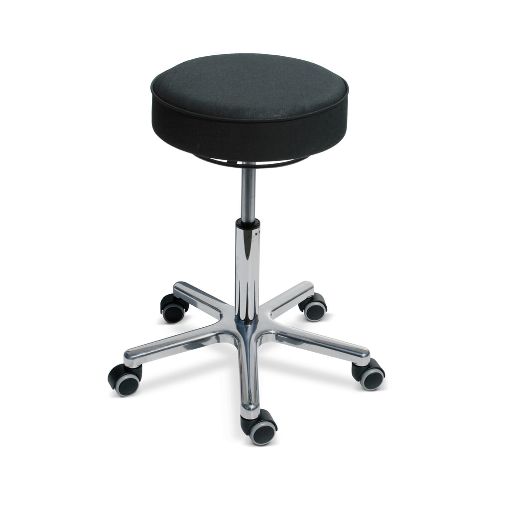 Product afbeelding: Kruk Premium, met kunstleren zitting, zithoogte 540-730 mm, wielen, zwart