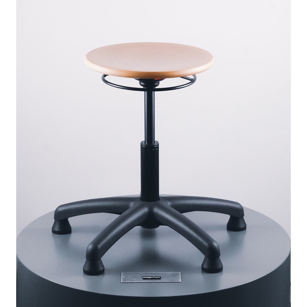 Productafbeelding nr. 2: Kruk Universal Plus, zitting uit beukenhout, zithoogte 390-520 mm, kunststof onderstel, vloerglijders