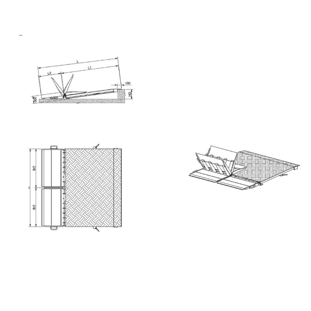 Productafbeelding nr. 4: Laadplatform voor containers, inklapbaar, cap. 7.300 kg, bxd 2.000 x 2.070 mm