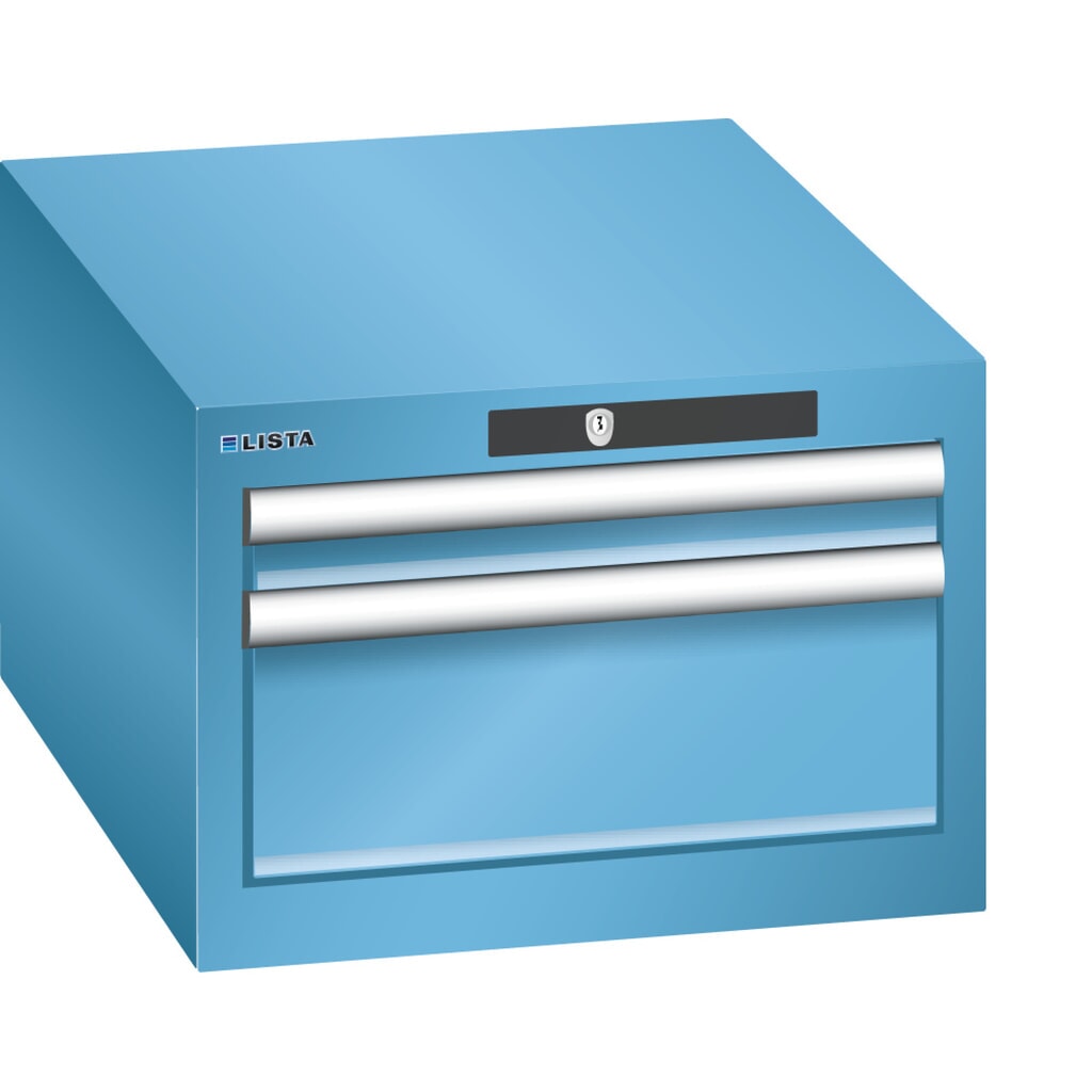 Product afbeelding: Ladekast LISTA 18x27E, (bxdxh) 411x572x283 mm, 2 lades, 1 x 50 / 1 x 150, lichtblauw, KEY Lock