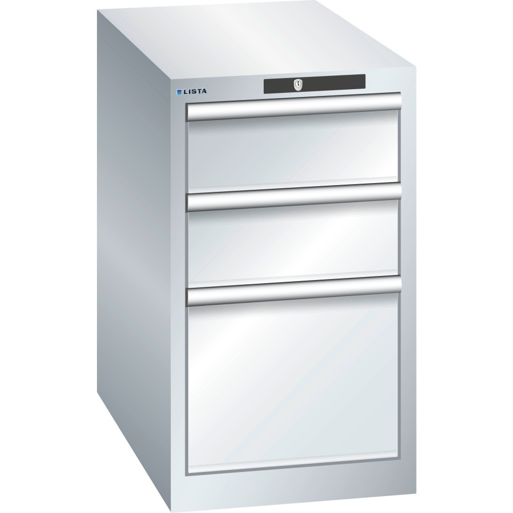 Product afbeelding: Ladekast LISTA 18x36E, (bxdxh) 411x725x700 mm, 3 lades, 2 x 150 / 1 x 300, lichtgrijs, RFID Lock