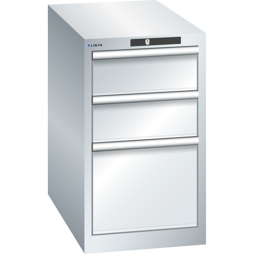 Ladekast LISTA 18x36E, (bxdxh) 411x725x700 mm, 3 lades, 2 x 150 / 1 x 300, lichtgrijs, RFID Lock Product afbeelding: Ladekast LISTA 18x36E, (bxdxh) 411x725x700 mm, 3 lades, 2 x 150 / 1 x 300, lichtgrijs, RFID Lock