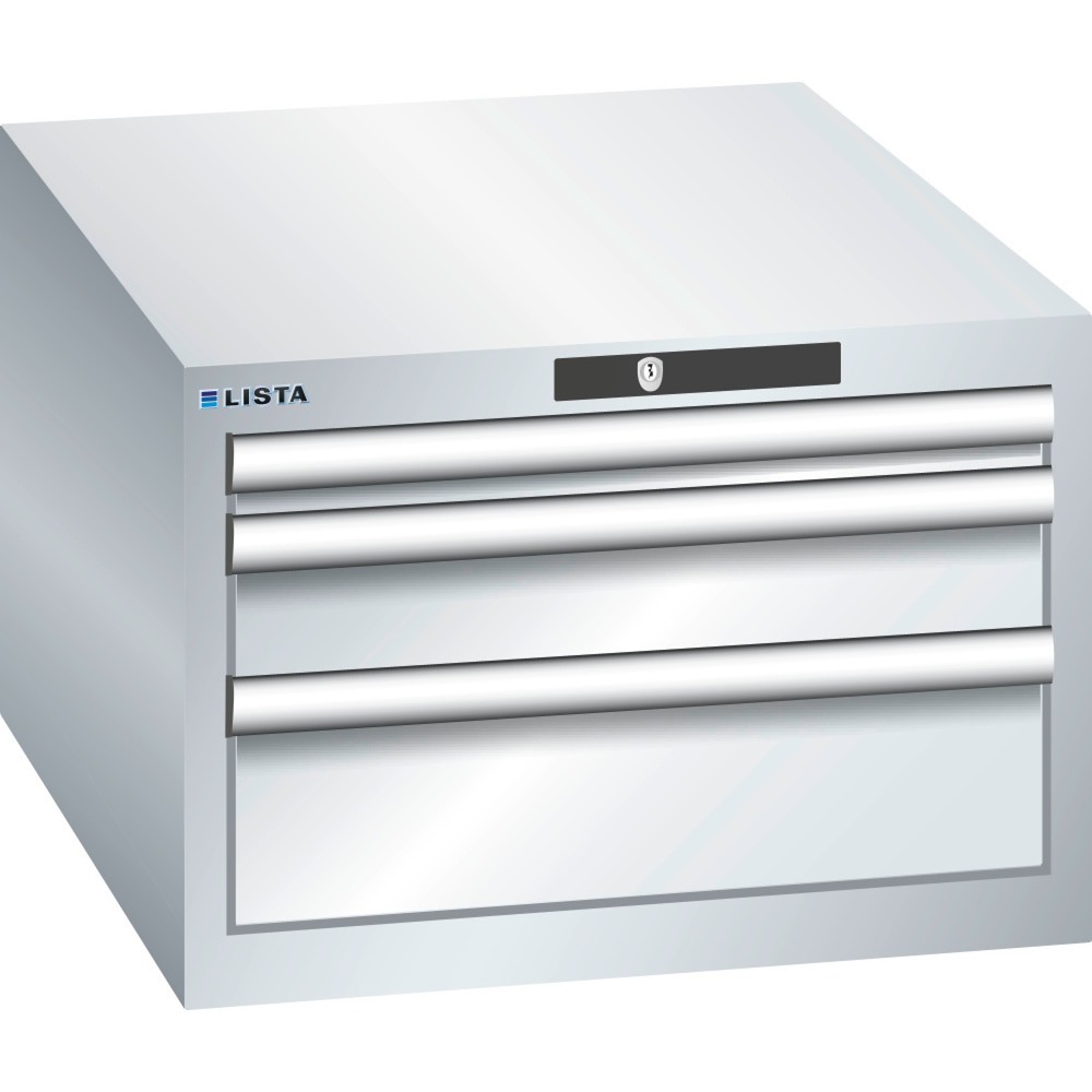 Product afbeelding: Ladekast LISTA 27x36E, (bxdxh) 564x725x383 mm, 3 lades, 1 x 50 / 1 x 100 / 1 x 150, lichtgrijs, KEY Lock