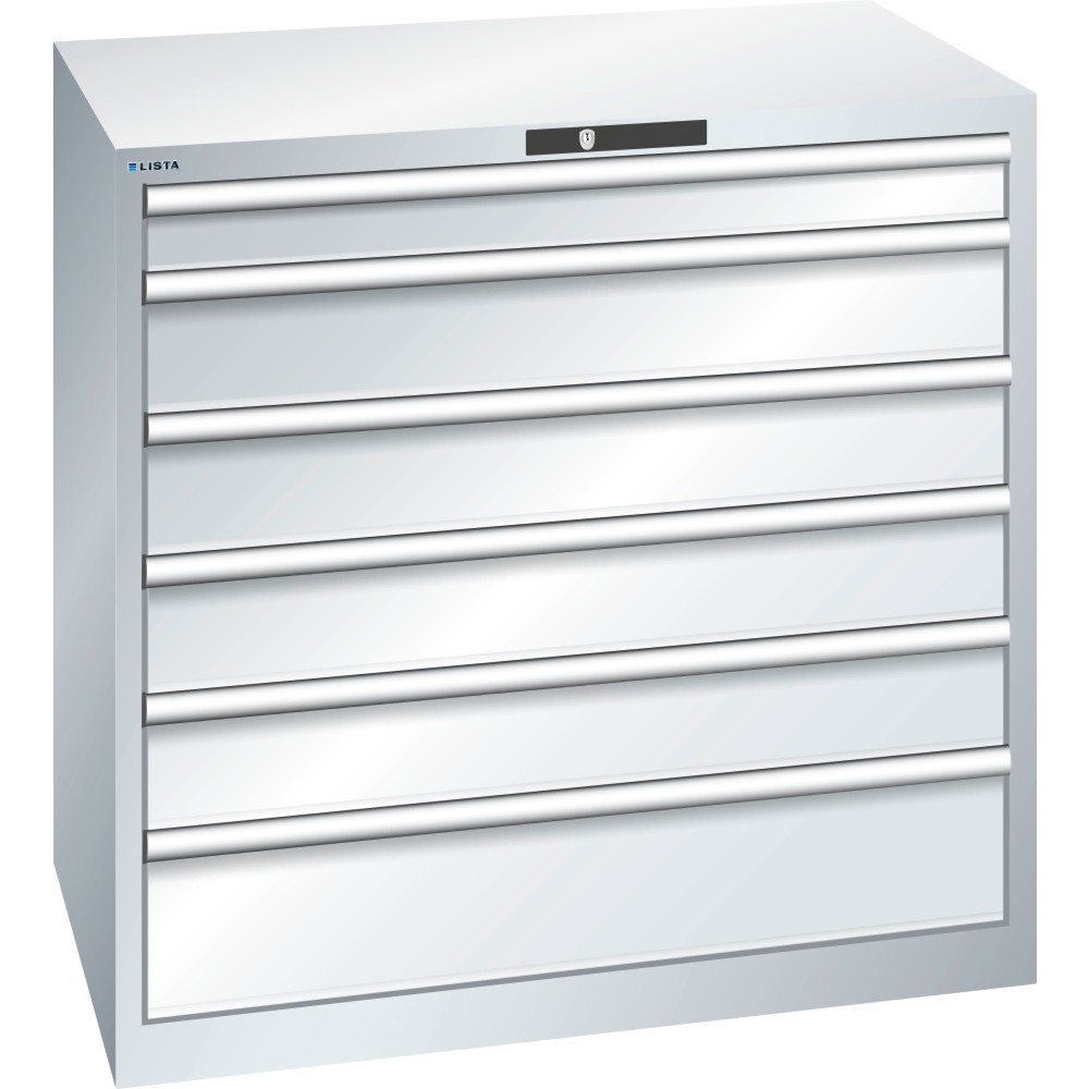 Product afbeelding: Ladekast LISTA 54x36E, (bxdxh) 1023x725x1000 mm, 6 lades draagvermogen 200 kg, lichtgrijs, KEY Lock