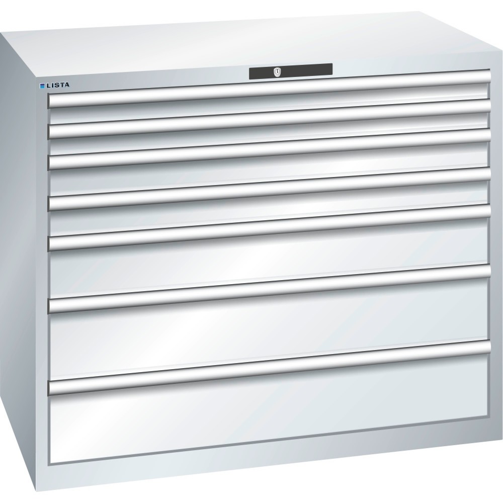 Product afbeelding: Ladekast LISTA 64x36E, (bxdxh) 1193x725x1000 mm, 7 lades draagvermogen 200 kg, lichtgrijs, RFID Lock