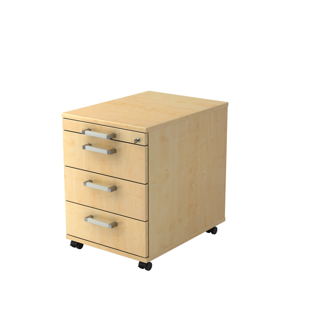 Product afbeelding: Ladekast op wielen Hammerbacher 58 cm, 3 lades, slot CE esdoorn