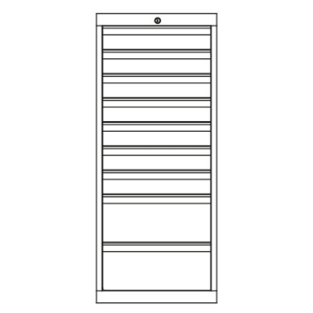 Ladekast PAVOY, hoogte 1.200 mm, laden 7x100 + 2x200 mm, breedte 500 mm, lichtgrijs, lichtblauw Productafbeelding nr. 3: Ladekast PAVOY, hoogte 1.200 mm, laden 7x100 + 2x200 mm, breedte 500 mm, lichtgrijs, lichtblauw