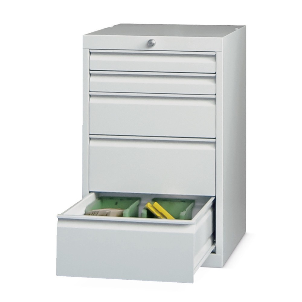 Productafbeelding nr. 1: Ladekast PAVOY, hoogte 800 mm, laden 4x70 + 4x100 mm, breedte 500 mm, lichtgrijs, vuurrood