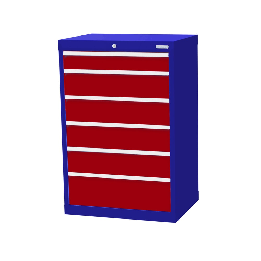 Product afbeelding: Ladekast Profi, laden 1x100 + 4x150 + 1x200 mm, breedte 680 mm, gentiaanblauw, robijnrood