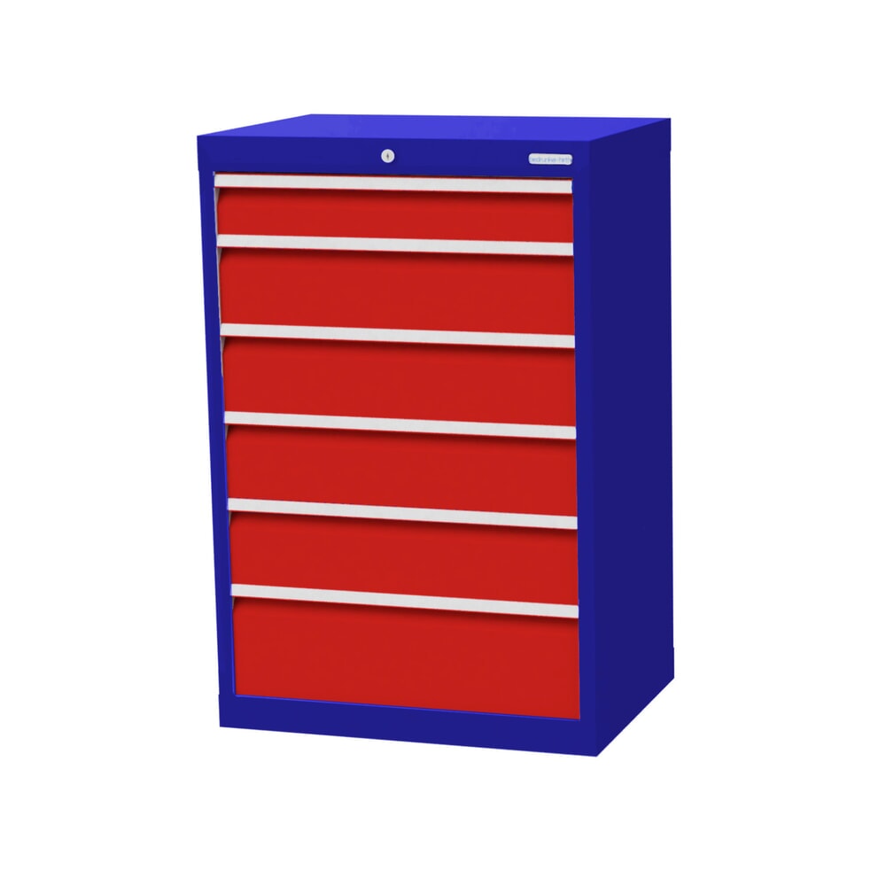 Product afbeelding: Ladekast Profi, laden 1x100 + 4x150 + 1x200 mm, breedte 680 mm, gentiaanblauw, verkeersrood