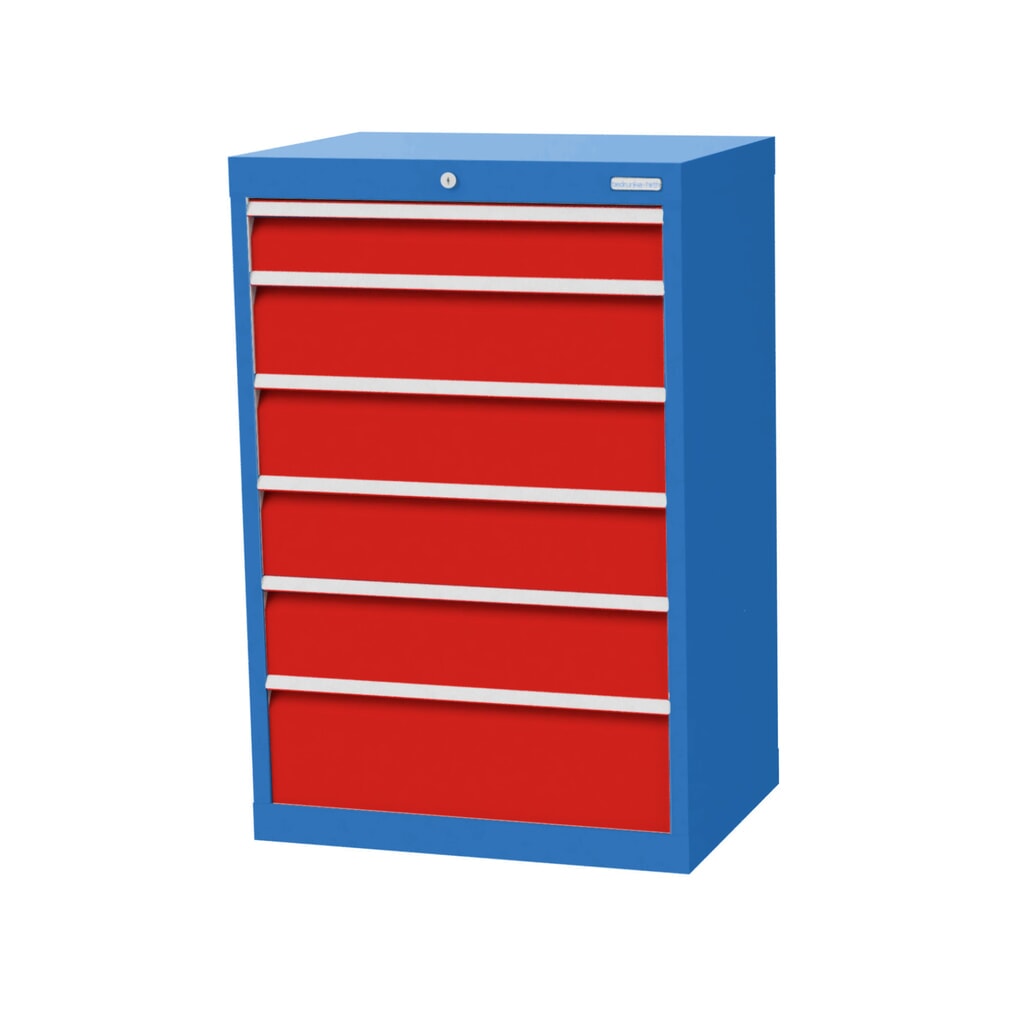 Product afbeelding: Ladekast Profi, laden 1x100 + 4x150 + 1x200 mm, breedte 680 mm, lichtblauw, verkeersrood