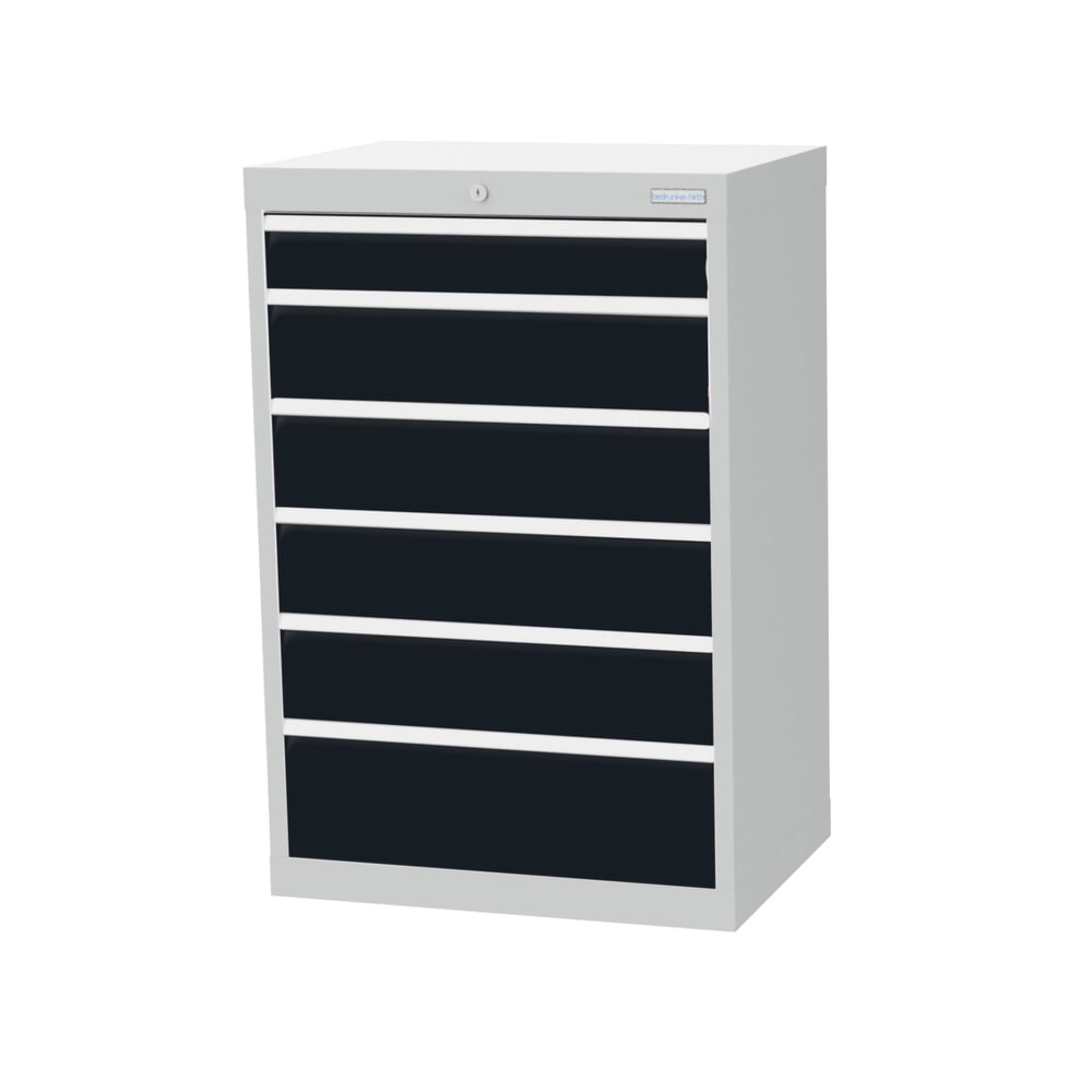 Product afbeelding: Ladekast Profi, laden 1x100 + 4x150 + 1x200 mm, breedte 680 mm, lichtgrijs, antracietgrijs