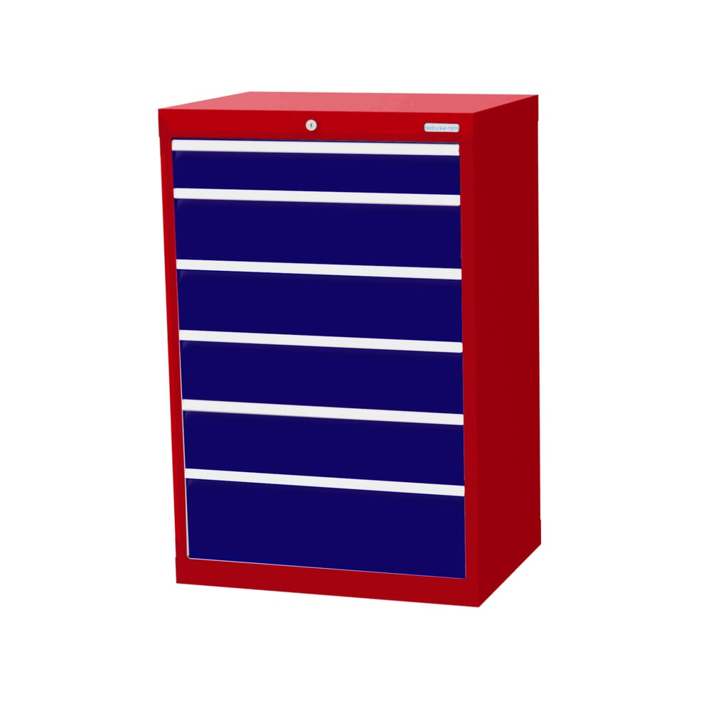 Product afbeelding: Ladekast Profi, laden 1x100 + 4x150 + 1x200 mm, breedte 680 mm, robijnrood, gentiaanblauw