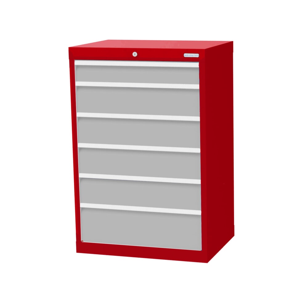 Product afbeelding: Ladekast Profi, laden 1x100 + 4x150 + 1x200 mm, breedte 680 mm, robijnrood, lichtgrijs