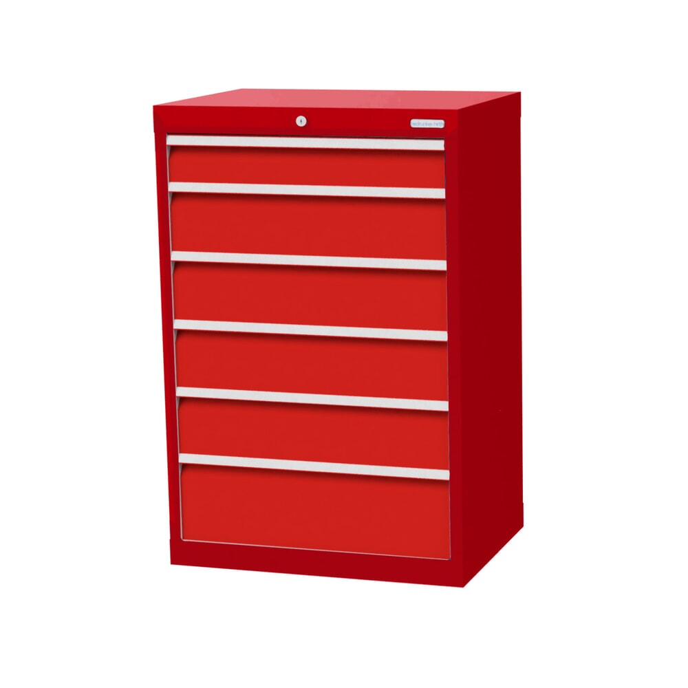 Product afbeelding: Ladekast Profi, laden 1x100 + 4x150 + 1x200 mm, breedte 680 mm, robijnrood, verkeersrood