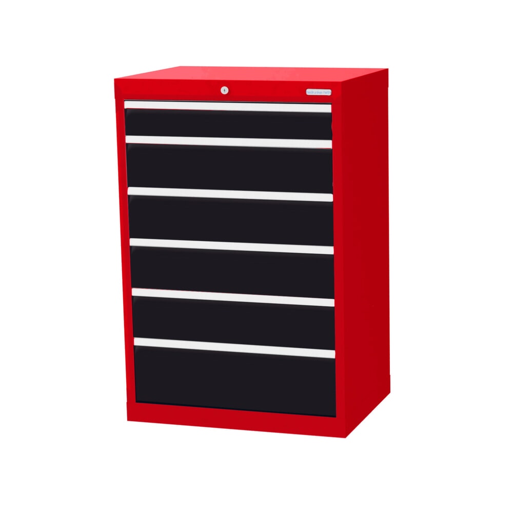 Product afbeelding: Ladekast Profi, laden 1x100 + 4x150 + 1x200 mm, breedte 680 mm, verkeersrood, antracietgrijs
