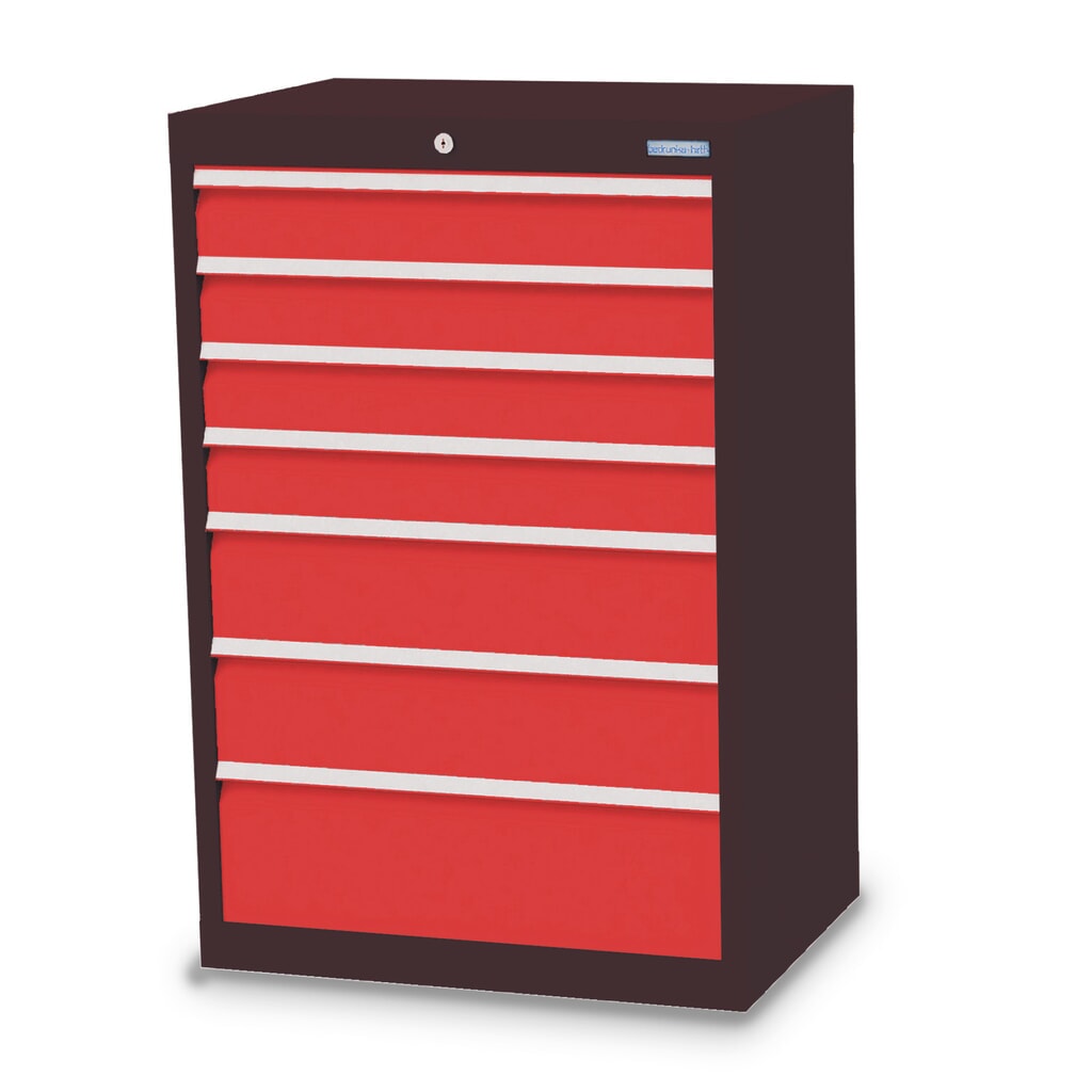 Ladekast Profi, laden 4x100 + 2x150 + 1x200 mm, breedte 680 mm, antracietgrijs, verkeersrood Product afbeelding: Ladekast Profi, laden 4x100 + 2x150 + 1x200 mm, breedte 680 mm, antracietgrijs, verkeersrood