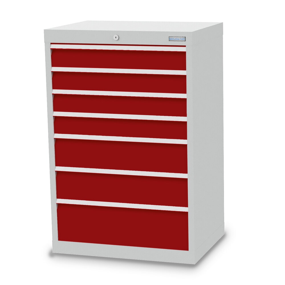 Product afbeelding: Ladekast Profi, laden 4x100 + 2x150 + 1x200 mm, breedte 680 mm, lichtgrijs, robijnrood