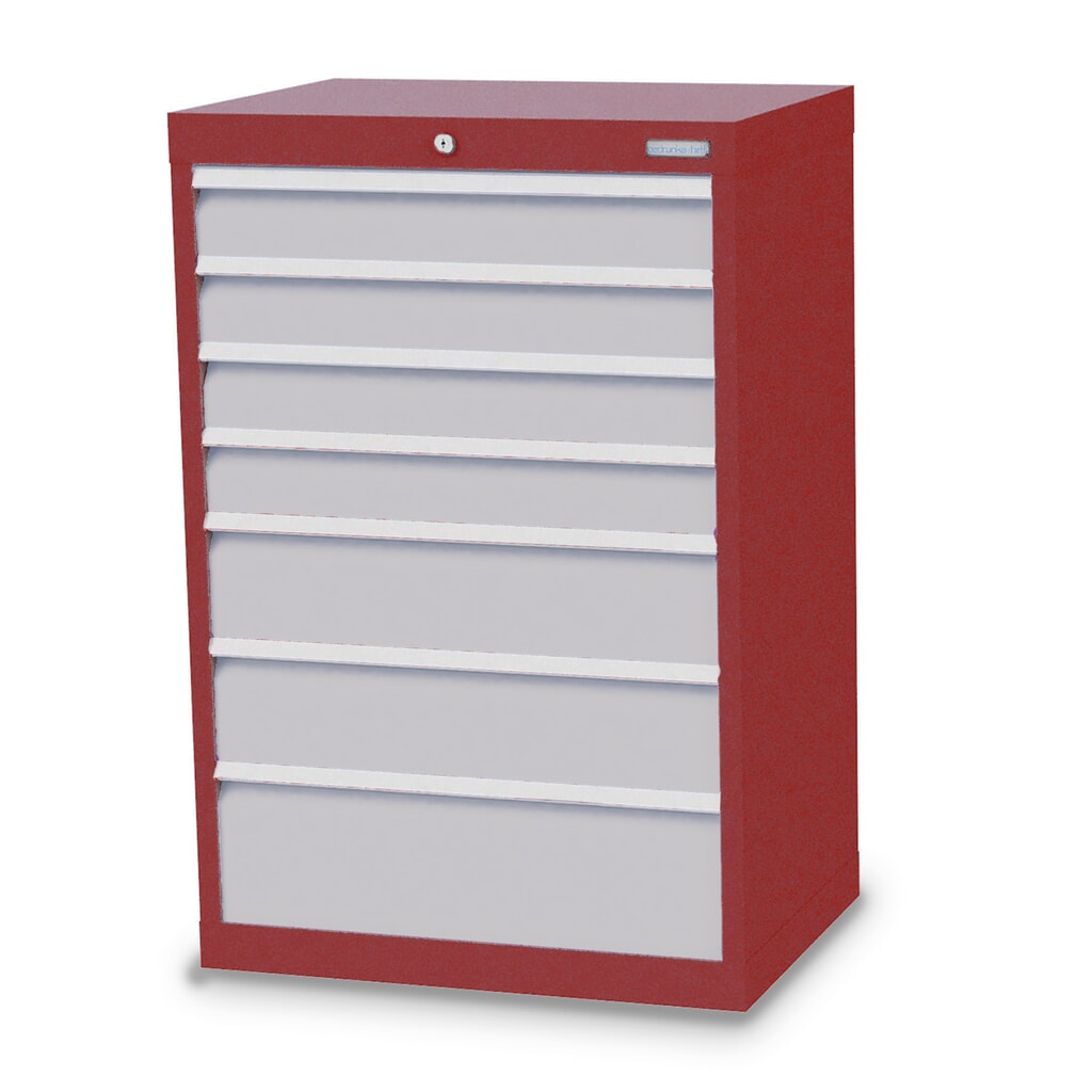 Product afbeelding: Ladekast Profi, laden 4x100 + 2x150 + 1x200 mm, breedte 680 mm, robijnrood, lichtgrijs