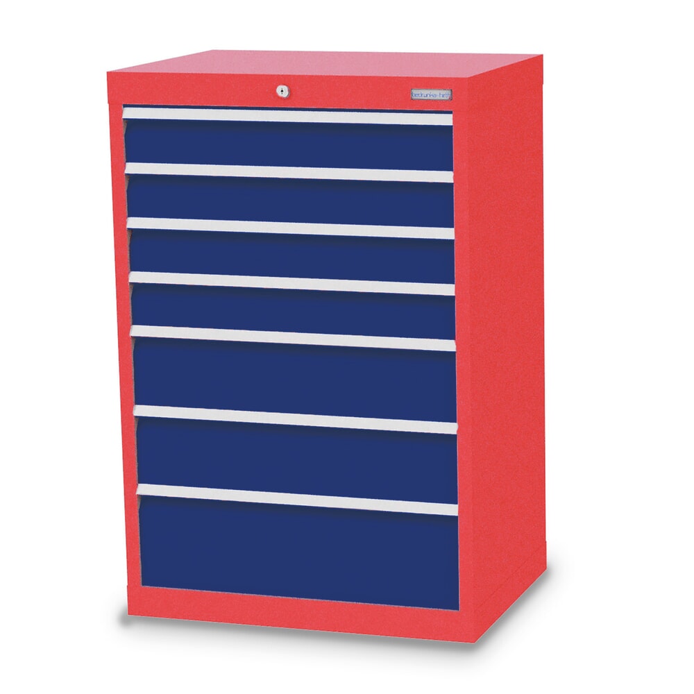 Product afbeelding: Ladekast Profi, laden 4x100 + 2x150 + 1x200 mm, breedte 680 mm, verkeersrood, gentiaanblauw