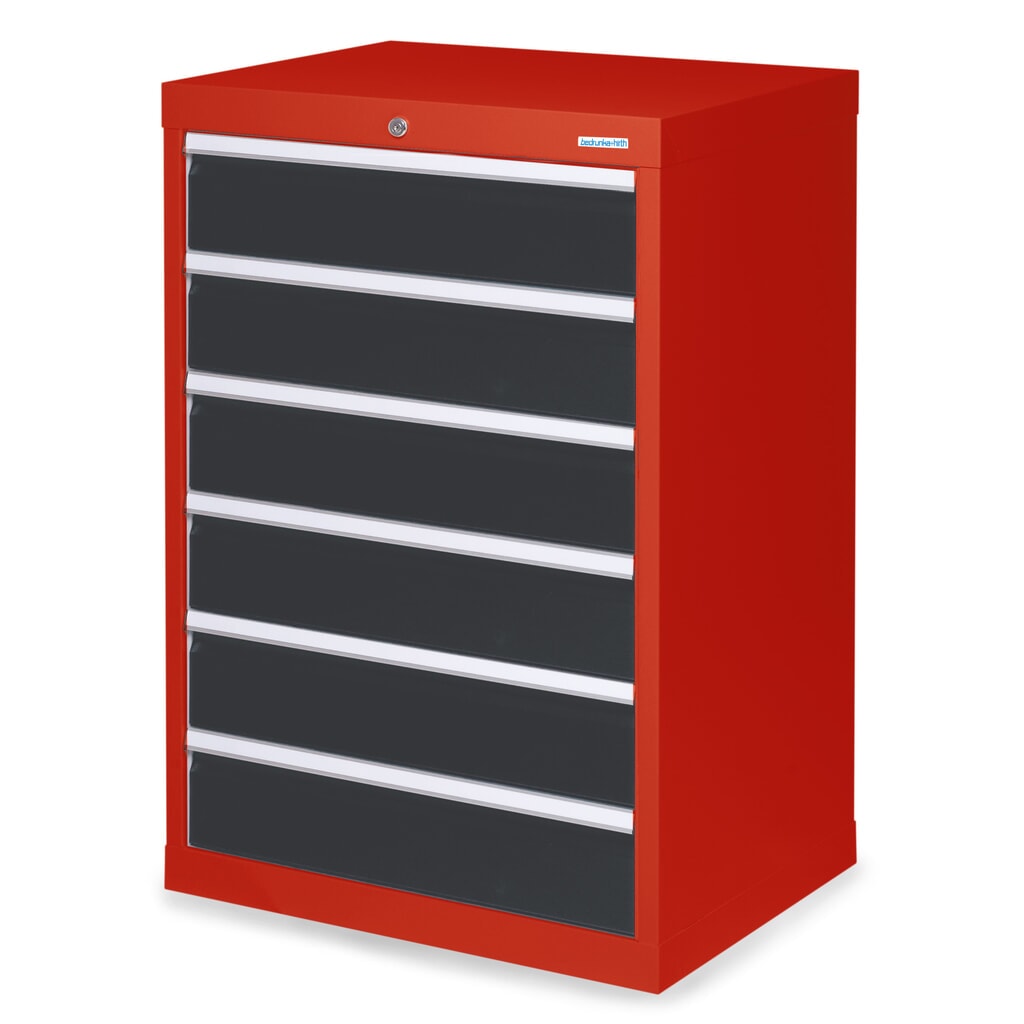 Ladekast Profi, laden 6x 150 mm, breedte 680 mm, verkeersrood, antracietgrijs Product afbeelding: Ladekast Profi, laden 6x 150 mm, breedte 680 mm, verkeersrood, antracietgrijs
