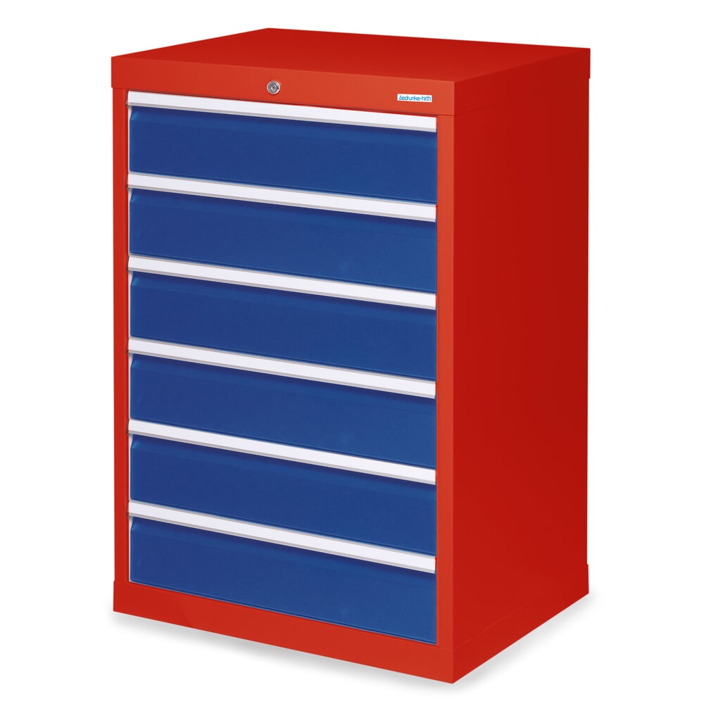 Product afbeelding: Ladekast Profi, laden 6x 150 mm, breedte 680 mm, verkeersrood, gentiaanblauw