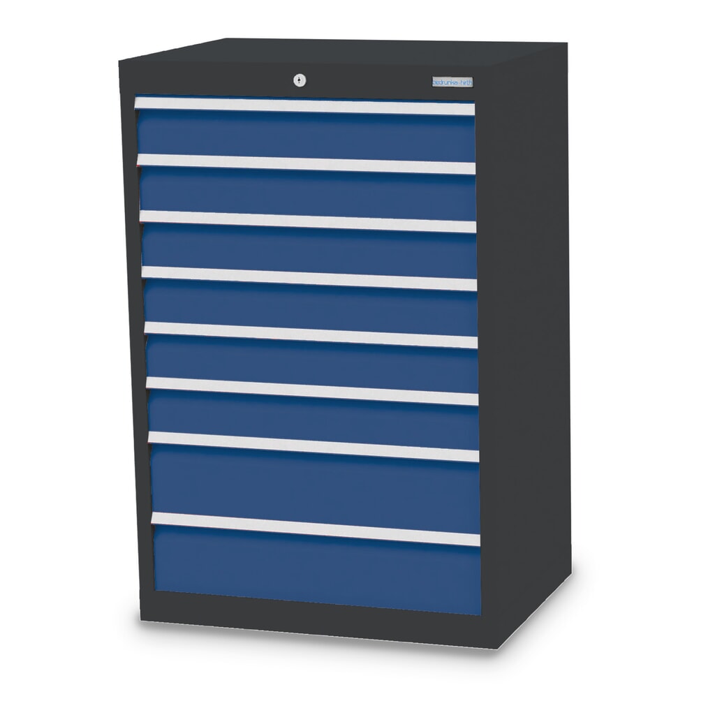 Ladekast Profi, laden 6x100 + 2x150 mm, breedte 680 mm, antracietgrijs, gentiaanblauw Product afbeelding: Ladekast Profi, laden 6x100 + 2x150 mm, breedte 680 mm, antracietgrijs, gentiaanblauw