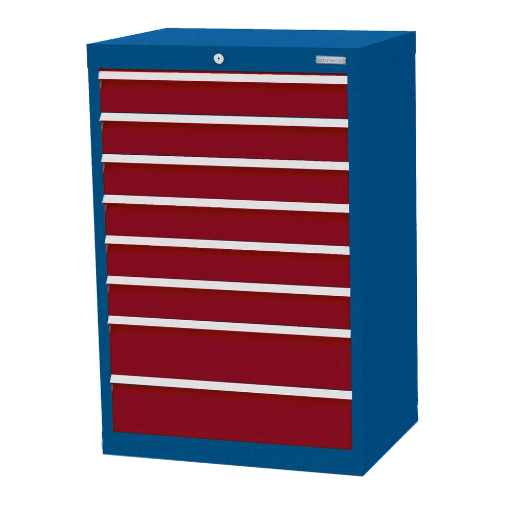 Product afbeelding: Ladekast Profi, laden 6x100 + 2x150 mm, breedte 680 mm, gentiaanblauw, robijnrood