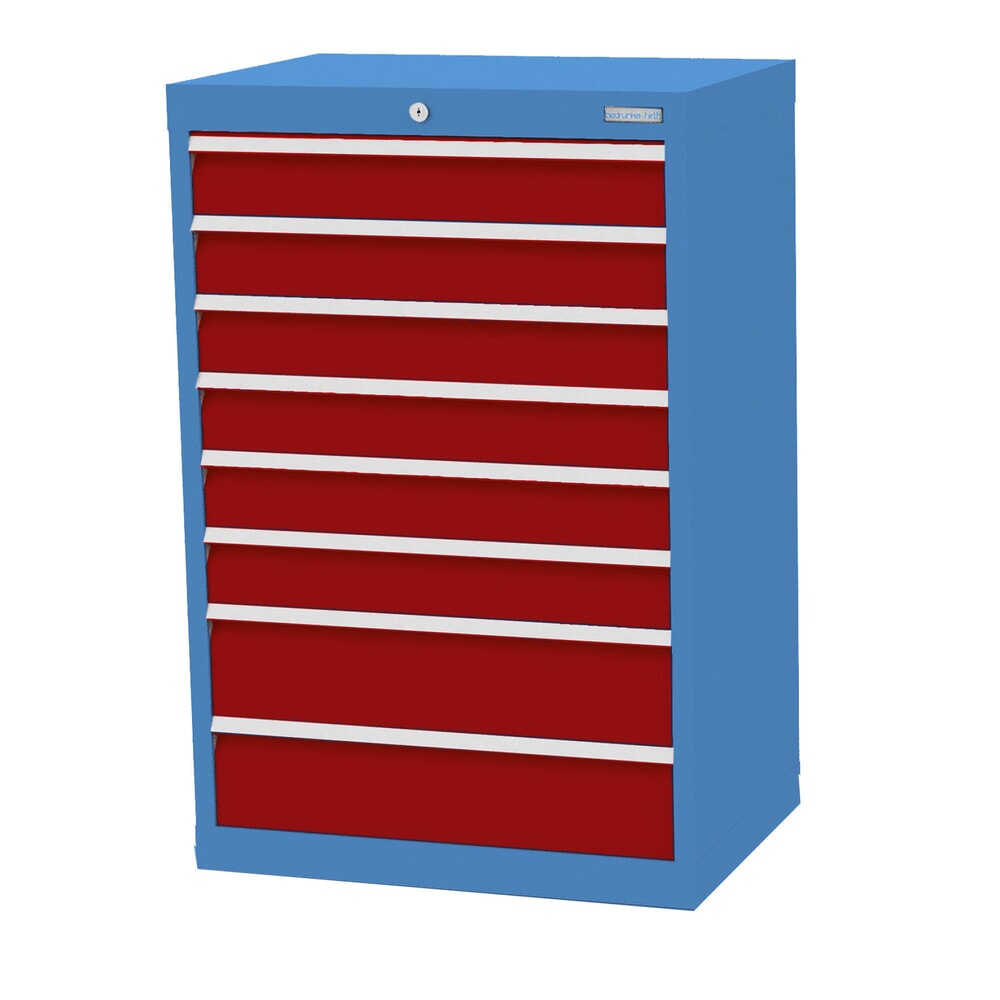 Product afbeelding: Ladekast Profi, laden 6x100 + 2x150 mm, breedte 680 mm, lichtblauw, robijnrood