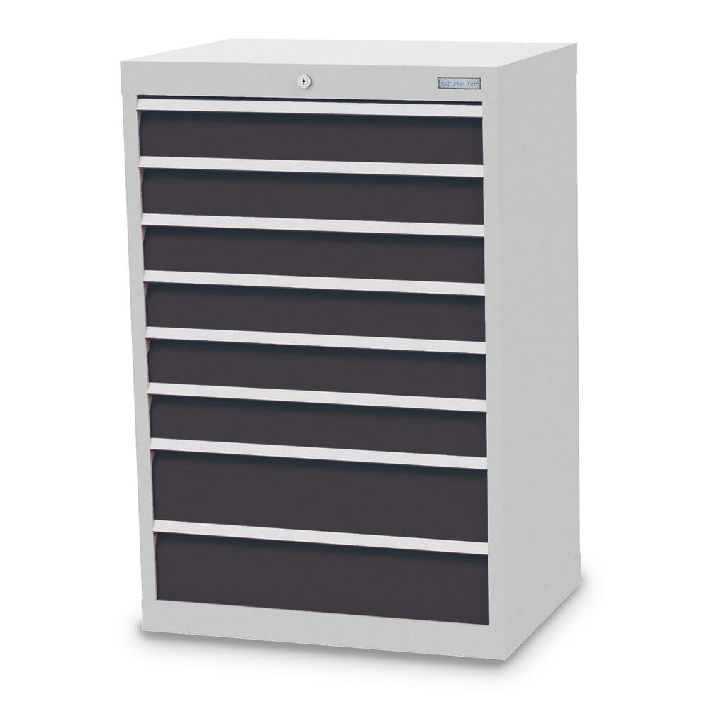 Ladekast Profi, laden 6x100 + 2x150 mm, breedte 680 mm, lichtgrijs, antracietgrijs Product afbeelding: Ladekast Profi, laden 6x100 + 2x150 mm, breedte 680 mm, lichtgrijs, antracietgrijs