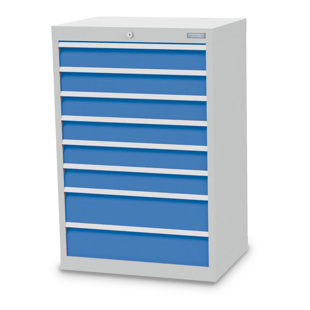 Product afbeelding: Ladekast Profi, laden 6x100 + 2x150 mm, breedte 680 mm, lichtgrijs, lichtblauw