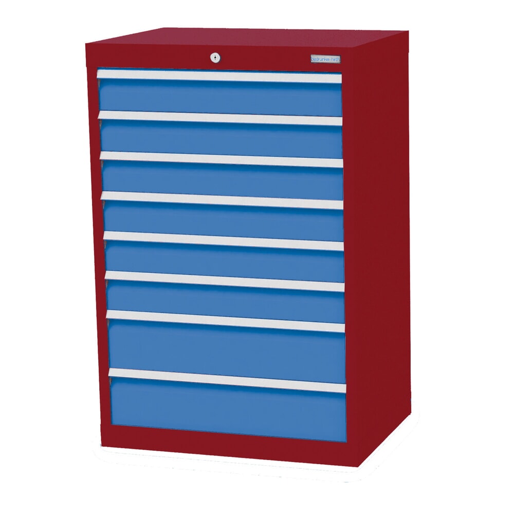 Product afbeelding: Ladekast Profi, laden 6x100 + 2x150 mm, breedte 680 mm, robijnrood, lichtblauw