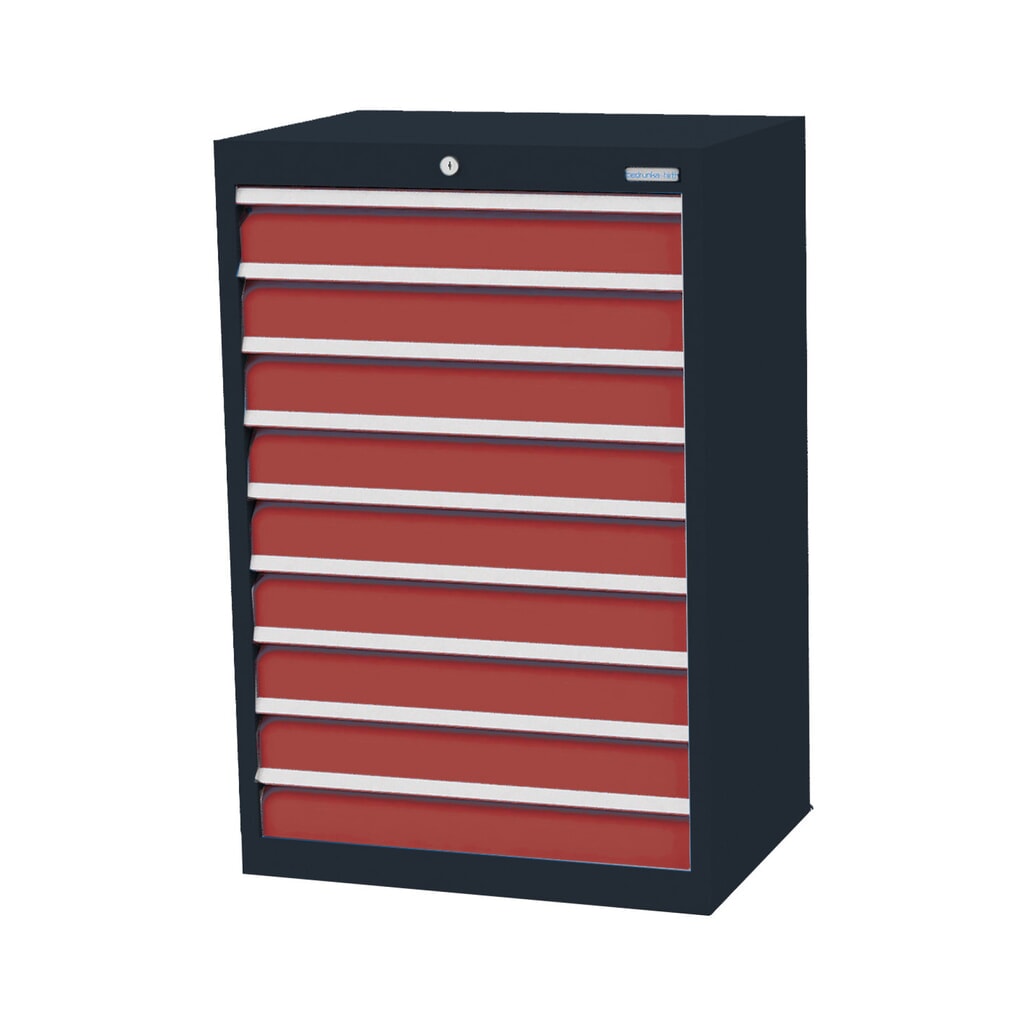 Ladekast Profi, laden 9x100 mm, breedte 680 mm, antracietgrijs, robijnrood Product afbeelding: Ladekast Profi, laden 9x100 mm, breedte 680 mm, antracietgrijs, robijnrood