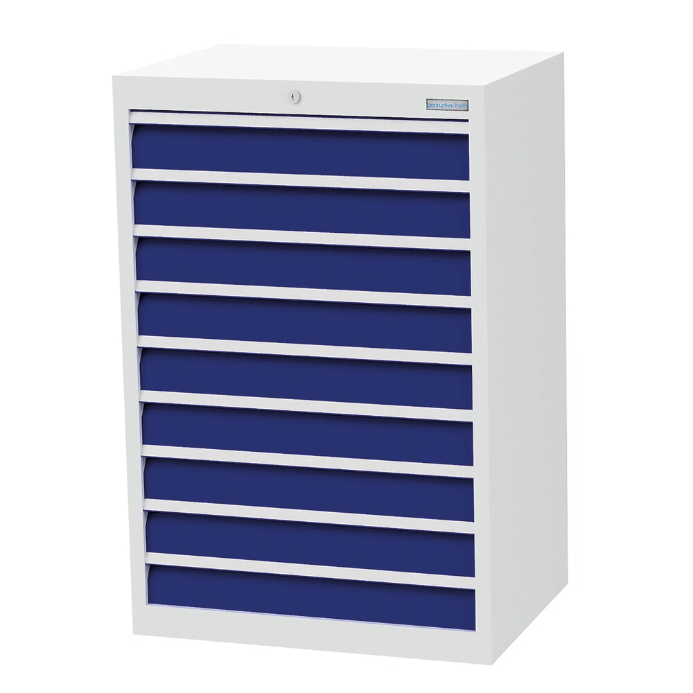 Product afbeelding: Ladekast Profi, laden 9x100 mm, breedte 680 mm, lichtgrijs, gentiaanblauw