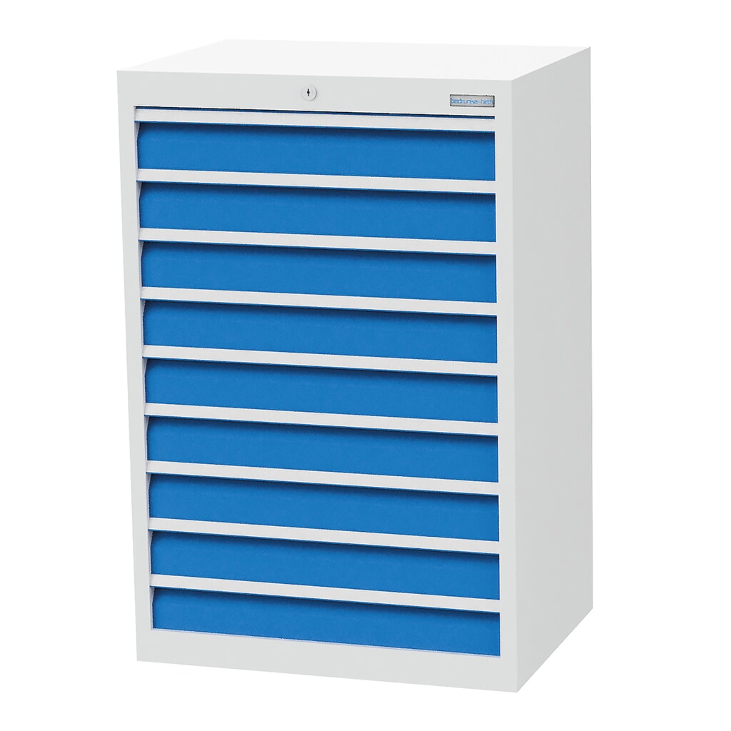 Ladekast Profi, laden 9x100 mm, breedte 680 mm, lichtgrijs, lichtblauw Product afbeelding: Ladekast Profi, laden 9x100 mm, breedte 680 mm, lichtgrijs, lichtblauw